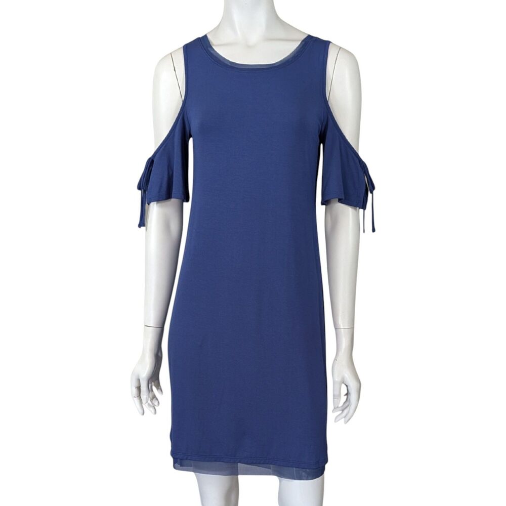 White House Black Market XS Deep Marine Blue Cold Shoulder Shift Dress NWT